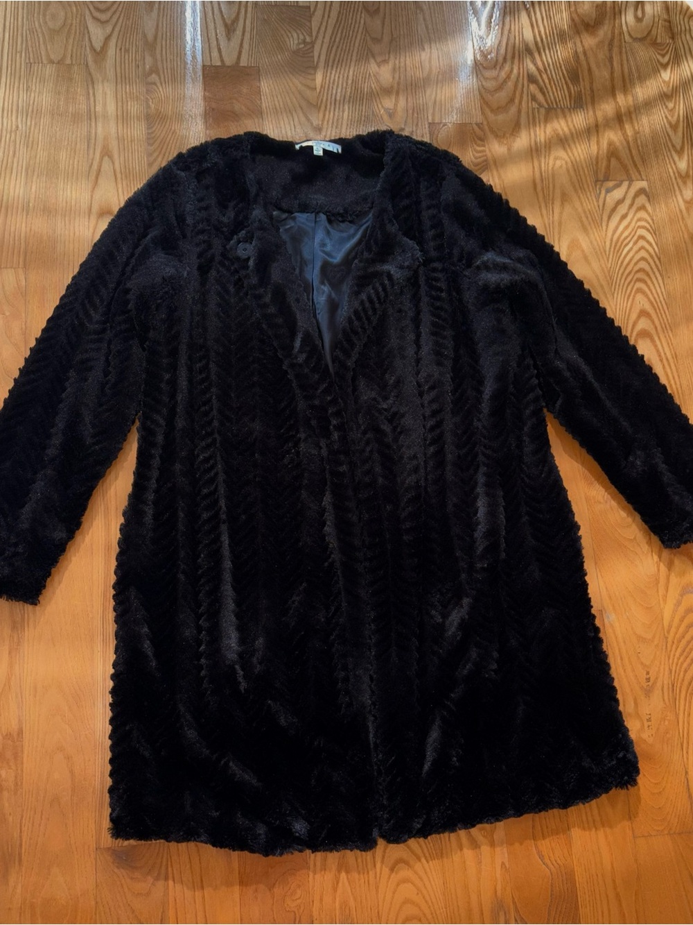 Black Faux Fur Overcoat